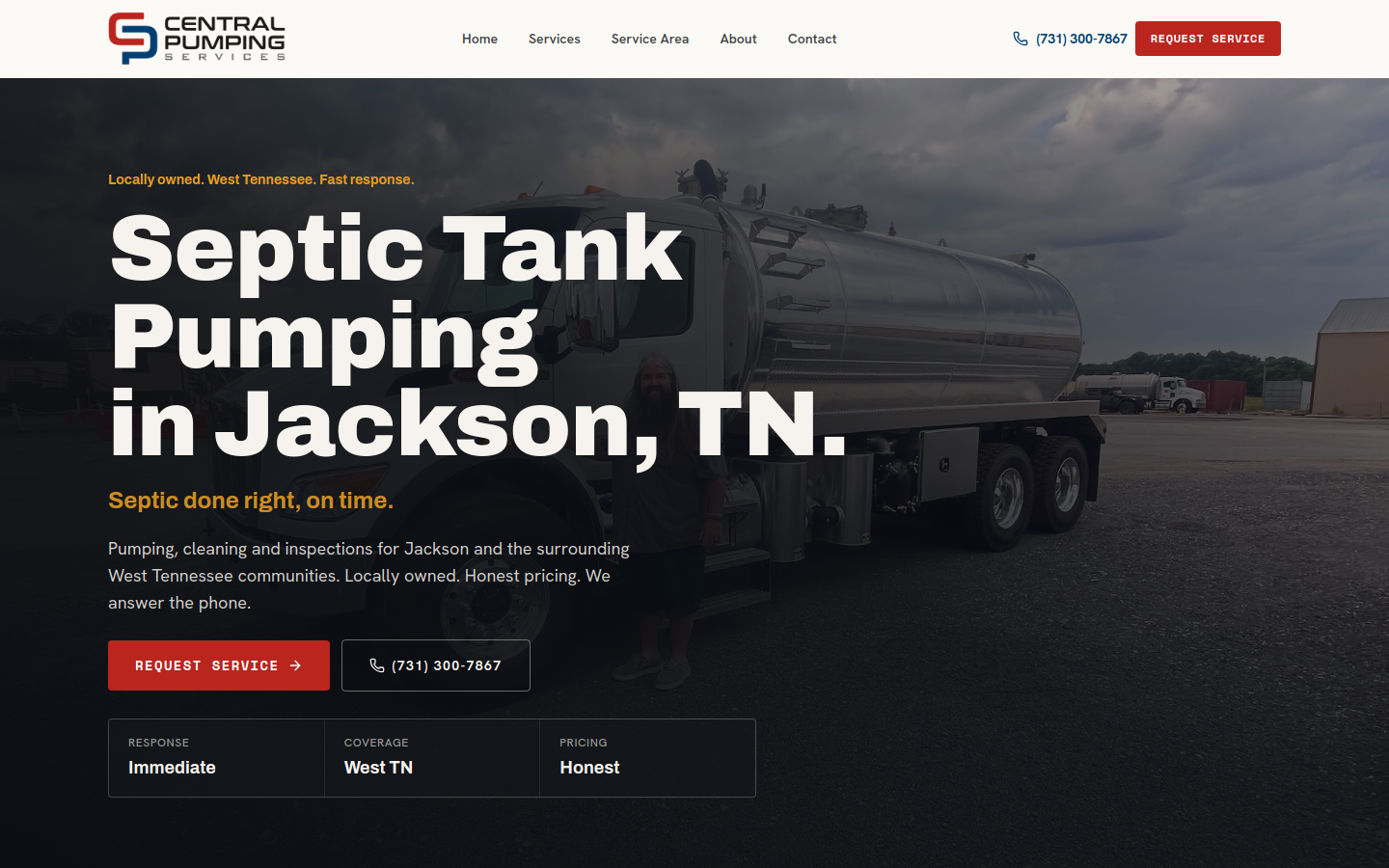 Central Pumping Services website screenshot