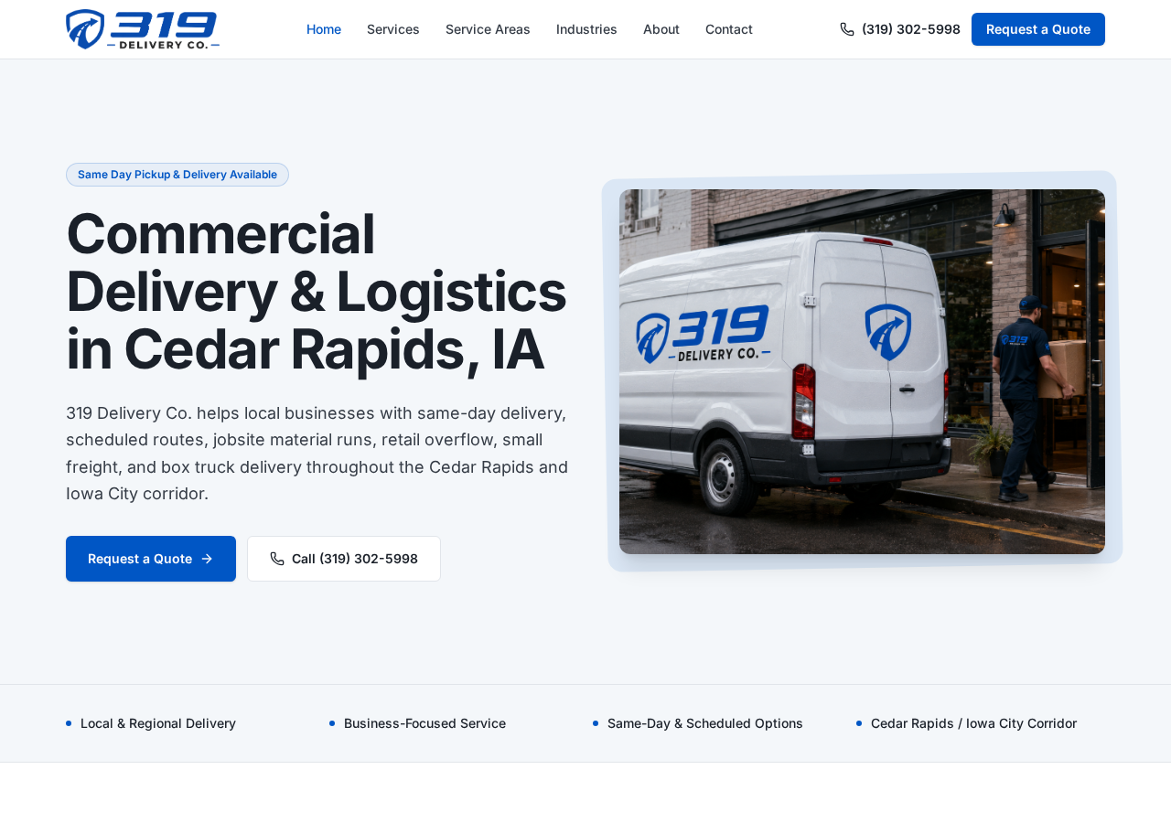 319 Delivery Co. website screenshot