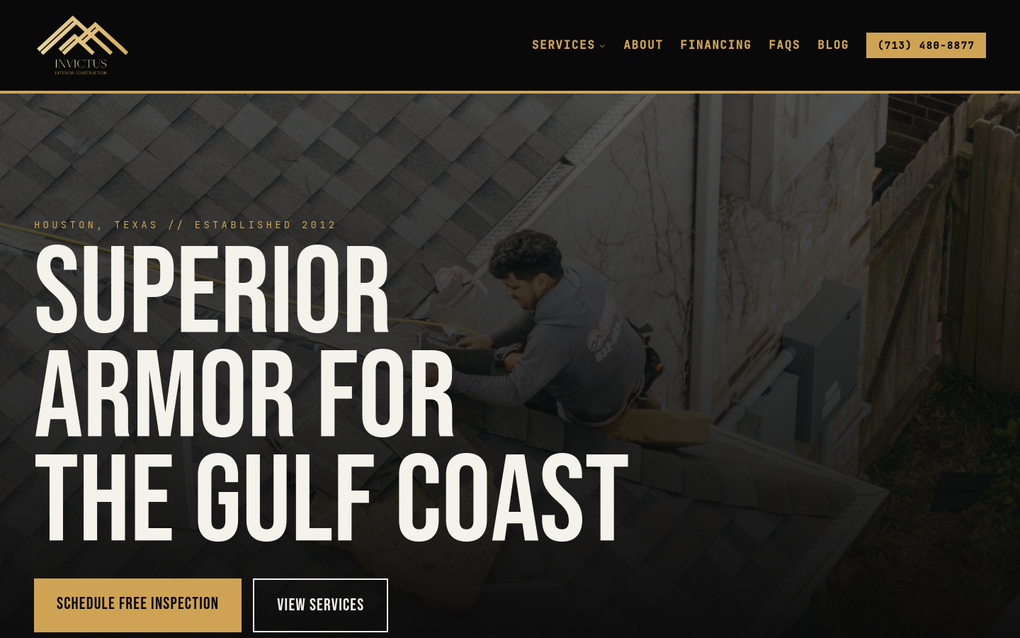 Invictus Exterior Construction website screenshot