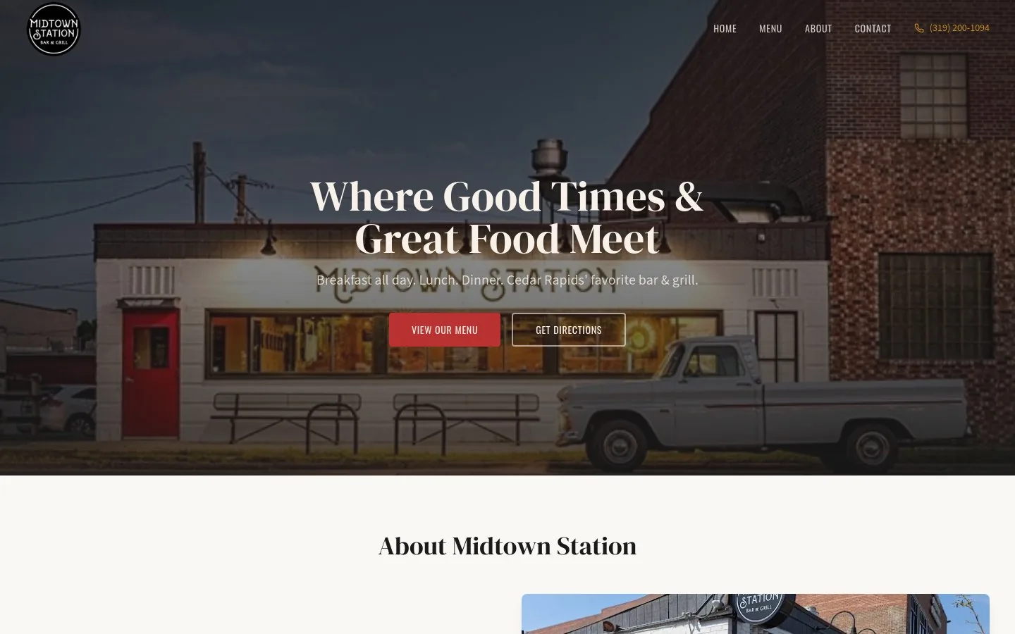 Midtown Station Bar & Grill website screenshot
